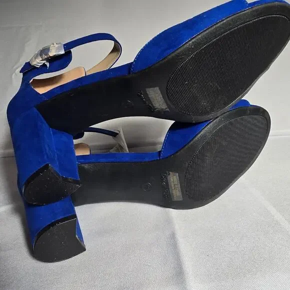 Dream Pairs Chunky Low Heel Ankle Strap Royal Blue Dress Heels Size 11 - Picture 6 of 7